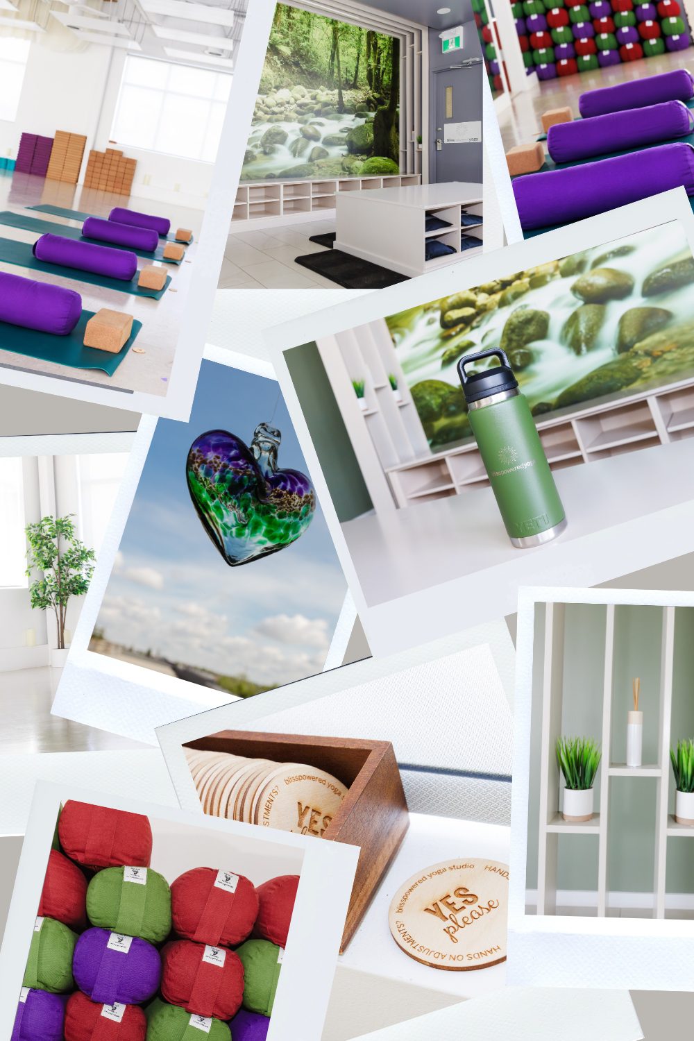 Yoga studio detail photos showing props and lifestyle elements, captured by Kate Daniel Photography, Calgary brand photographer.